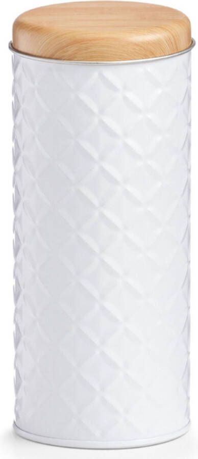 Zeller 1x Bewaar voorraad blikken koffiepads wit 18 x 7 5 cm 1 liter