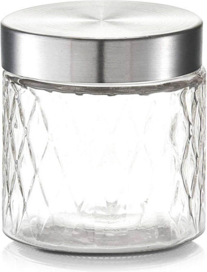 Zeller 1x Glazen voorraadpotten bewaarpotten 750 ml geruit 11 x 12 cm Keukenbenodigdheden Bewaarpotten voorraadpotten Voedsel bewaren opslaan