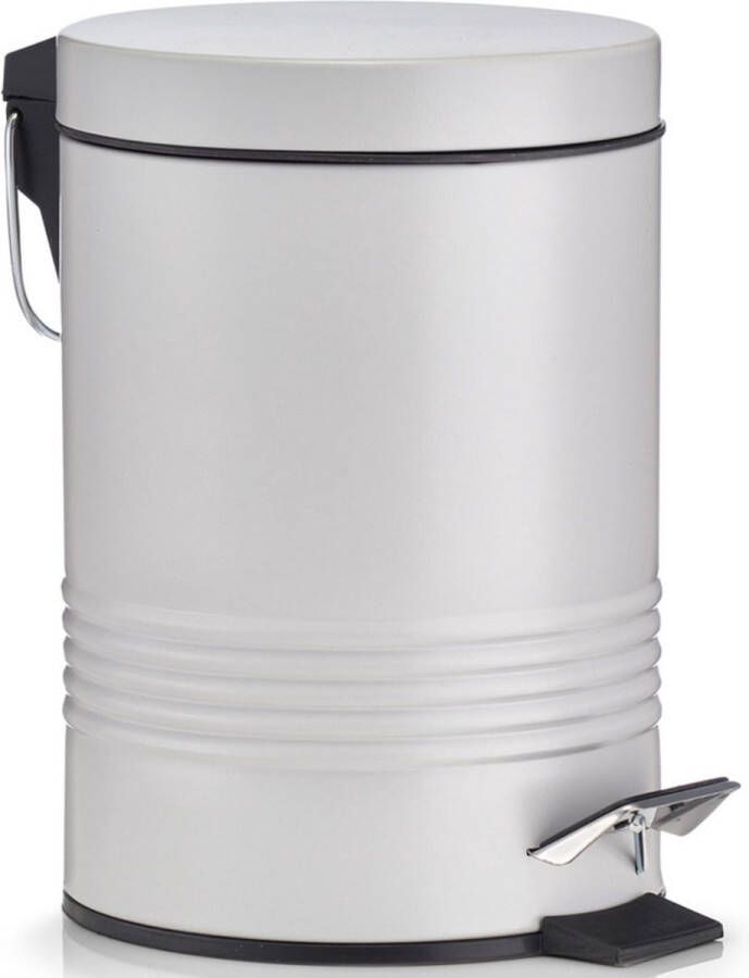 Zeller 1x Grijze vuilnisbakken pedaalemmers 3 liter van 17 x 25 cm Huishouding Badkameraccessoires benodigdheden Toiletaccessoires benodigdheden Kleine prullenbakken