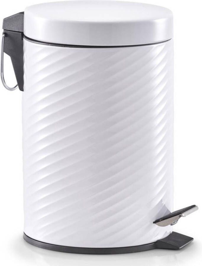 Zeller 1x Witte vuilnisbakken pedaalemmers met groeven 3 liter Huishouding Badkameraccessoires benodigdheden Toiletaccessoires benodigdheden Kleine prullenbakken