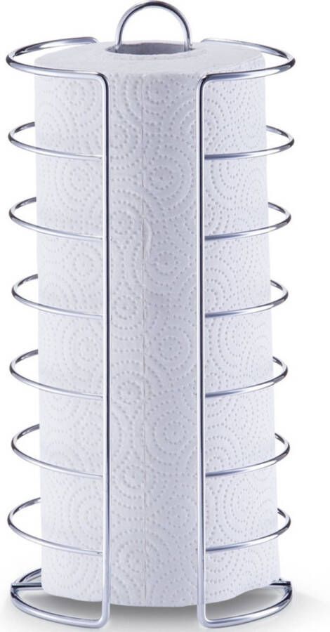 Zeller 1x Zilveren metalen keukenrolhouder rond 15 x 30 cm