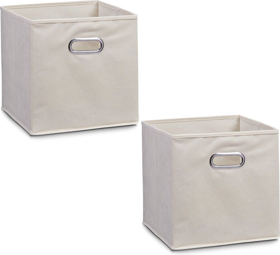 Zeller 2x Beige opbergmanden kastmanden 28 x 28 cm Woondecoratie accessoires Kinderkamer manden Speelgoed manden Decoratiemanden Opbergmanden opruimmanden Opbergers