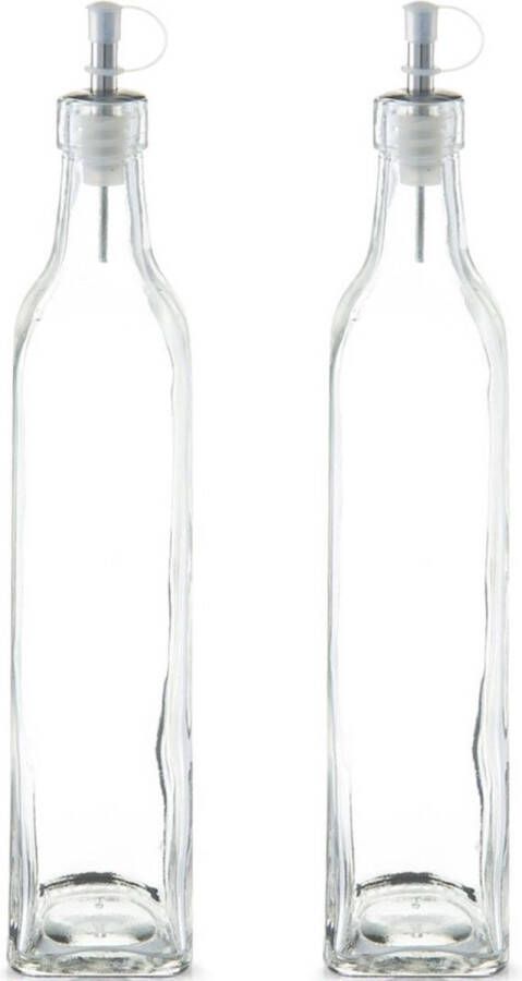 Zeller 2x Glazen azijn olie flessen met schenktuit 500 ml Keuken kookbenodigdheden Tafel dekken Azijnflessen Olieflessen Doseerflessen van glas