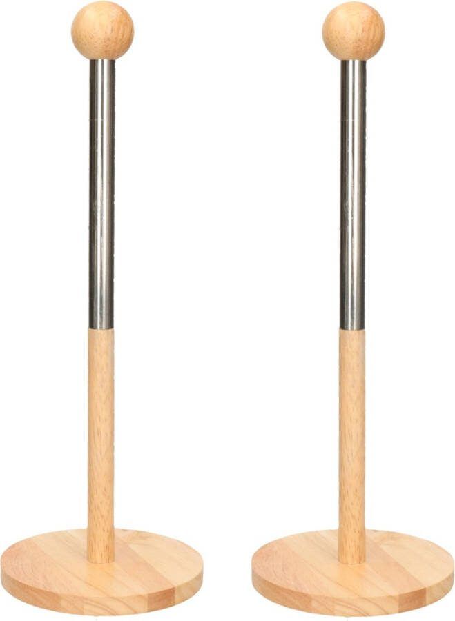 Zeller 2x Houten keukenrolhouders rond 12 5 x 35 cm