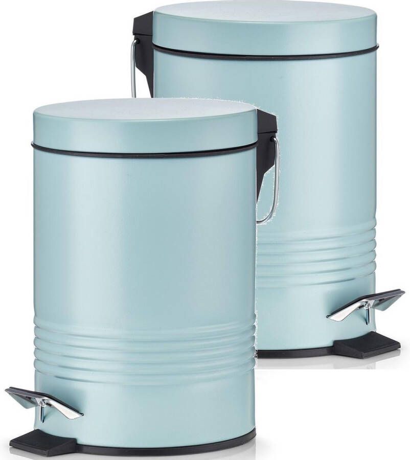 Zeller 2x Mintgroene vuilnisbakken pedaalemmers 3 liter van 17 x 25 cm Huishouding Badkameraccessoires benodigdheden Toiletaccessoires benodigdheden Kleine prullenbakken