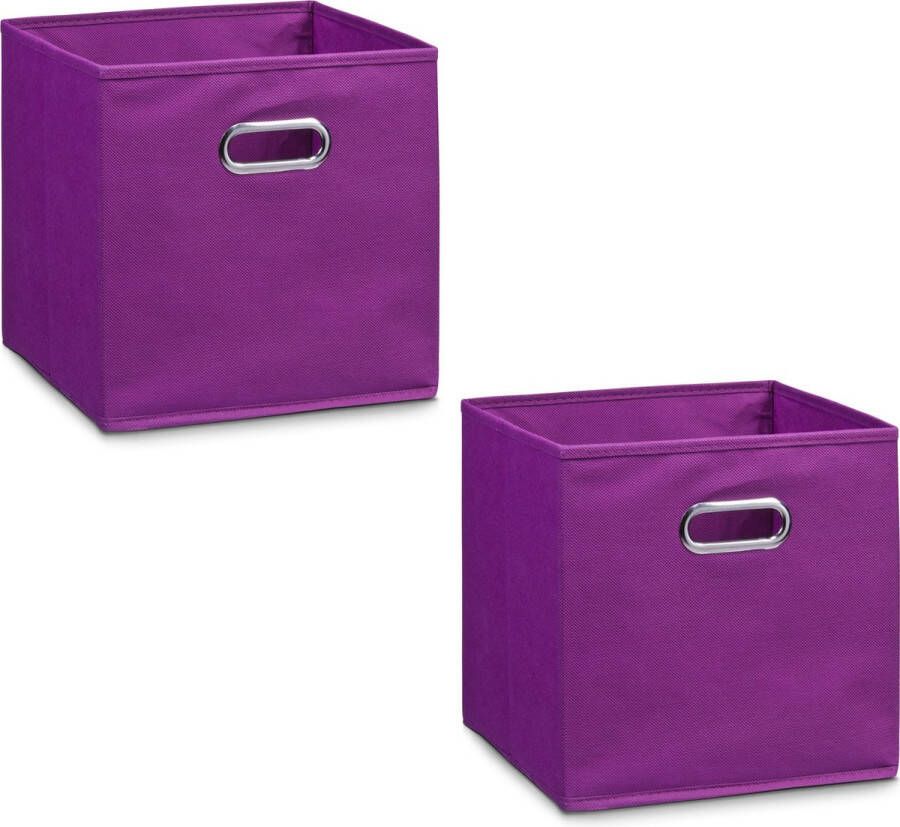 Zeller 2x Paarse opbergmanden kastmanden 32 x 32 cm Woondecoratie accessoires Kinderkamer manden Speelgoed manden Decoratiemanden Opbergmanden opruimmanden Opbergers