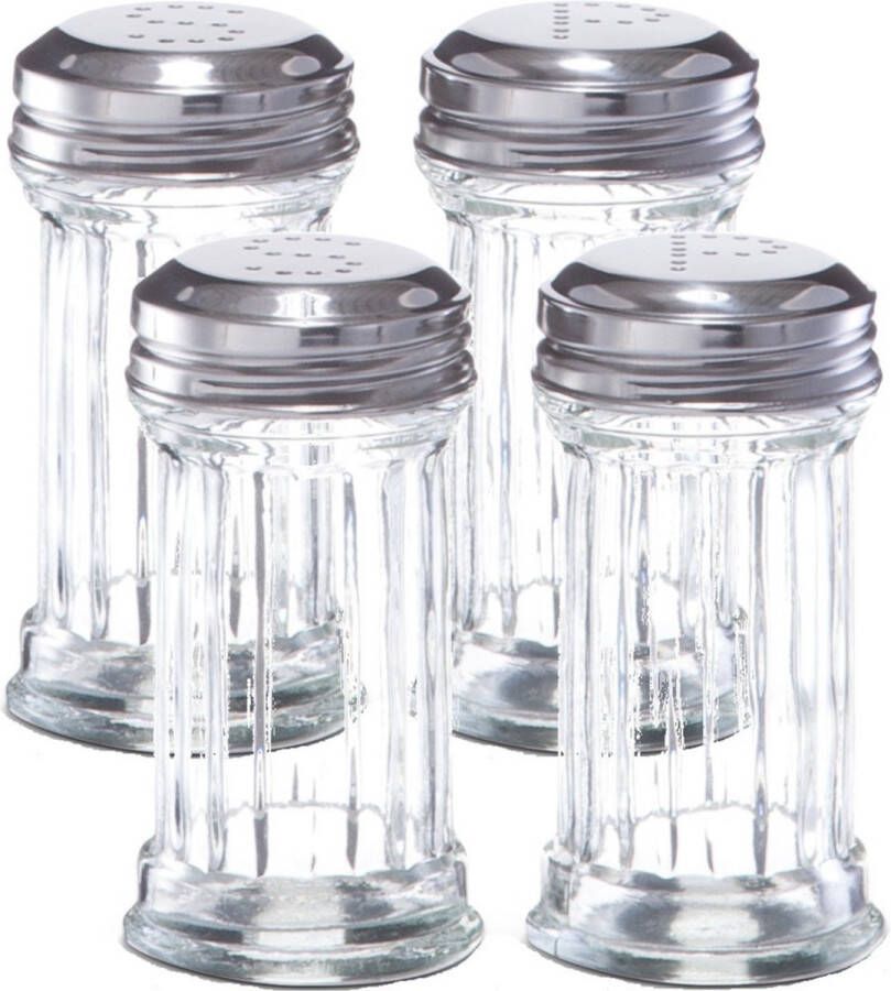 Zeller 2x Peper en zout stel set vaatjes strooiers 9 5 cm Keukenaccessoires Peper en zout vaatjes strooiers shakers Pepervaatjes Zoutvaatjes
