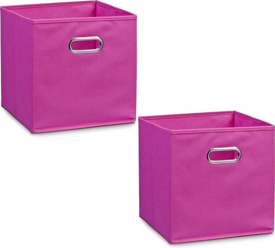 Zeller 2x Roze opbergmanden kastmanden 28 x 28 cm Woondecoratie accessoires Kinderkamer manden Speelgoed manden Decoratiemanden Opbergmanden opruimmanden Opbergers