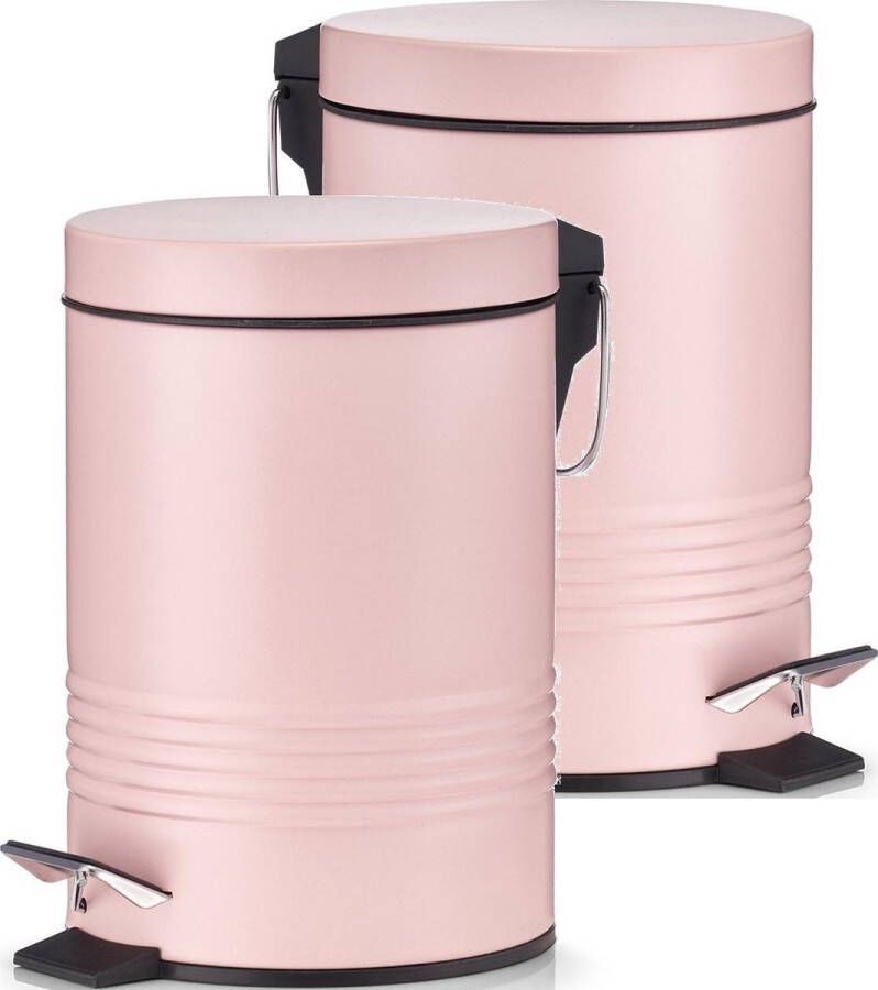 Zeller 2x Roze vuilnisbakken pedaalemmers 3 liter van 17 x 25 cm Huishouding Badkameraccessoires benodigdheden Toiletaccessoires benodigdheden Kleine prullenbakken
