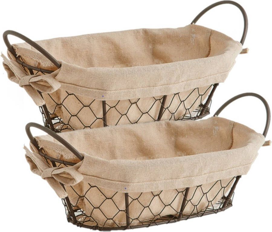 Zeller 2x Vintage brood serveer mandjes metaaldraad 26 x 17 cm Keukenbenodigdheden Tafel dekken Ontbijten Brunchen Lunchen Broodjes bolletjes serveren Broodmanden
