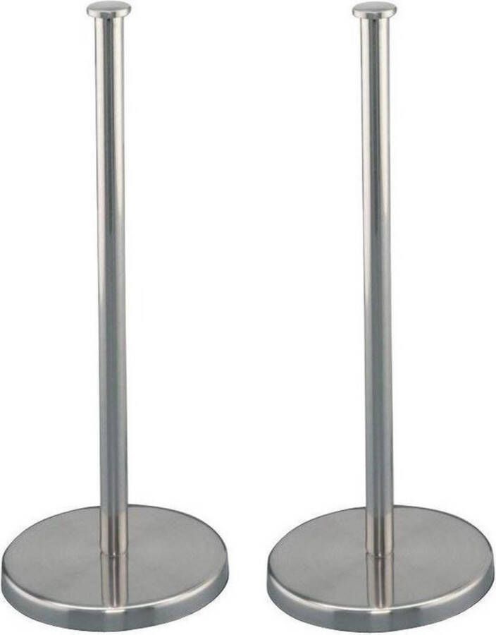 Zeller 2x Zilveren RVS keukenrolhouders rond 13 x 32 cm Keukenrolhouders