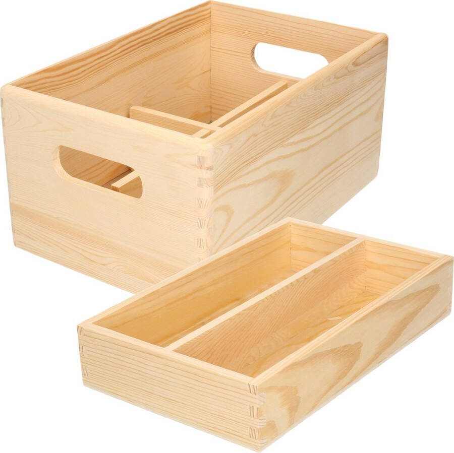 Zeller 3x Houten kistje met inzettray en vakverdeling 30 x 20 cm Woonaccessoires Kantoorbenodigdheden Hobbybenodigdheden Houten kisten met vakken