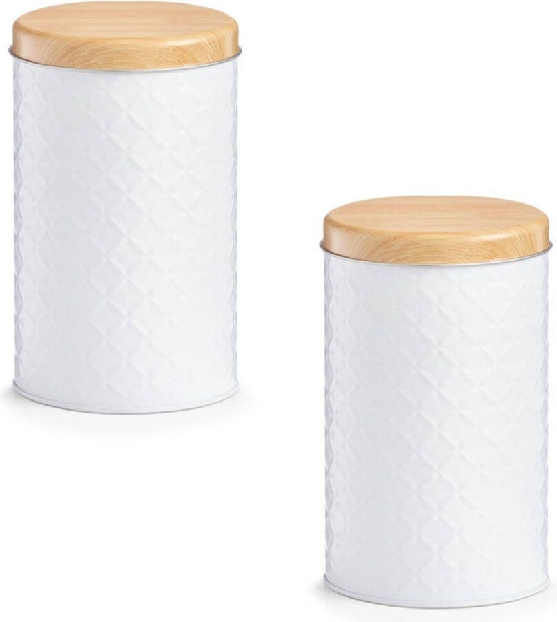 Zeller 4x Bewaar voorraad blikken wit 10 5 x 18 cm 2 liter Keukenbenodigdheden Keukenaccessoires decoratie Vers houden Voorraad bewaar opslagblikken Koek snoeptrommels