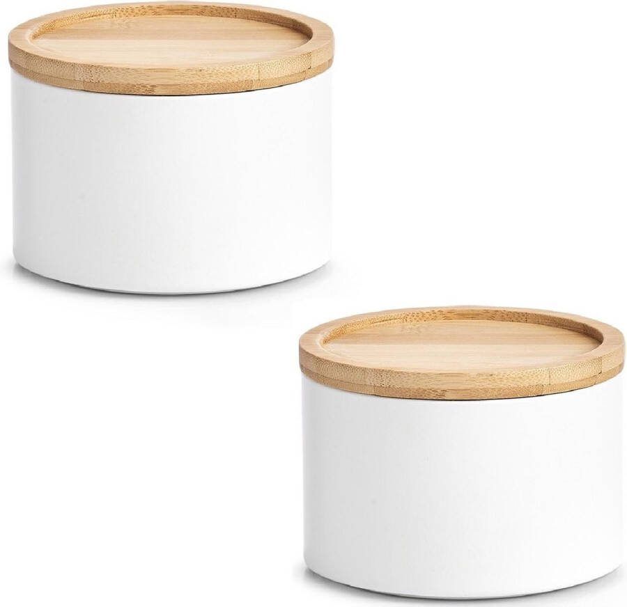 Zeller 4x Bewaar voorraad blikken wit 13 x 9 5 cm 1 6 liter Keukenbenodigdheden Keukenaccessoires decoratie Vers houden Voorraad bewaar opslagblikken Koek snoeptrommels