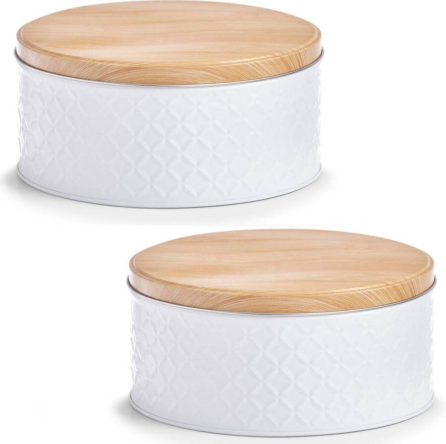 Zeller 4x Bewaar voorraad blikken wit 20 x 9 5 cm 3 8 liter Keukenbenodigdheden Keukenaccessoires decoratie Vers houden Voorraad bewaar opslagblikken Koek snoeptrommels
