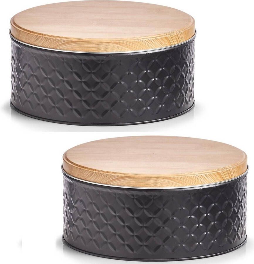 Zeller 4x Bewaar voorraad blikken zwart 20 x 9 5 cm 3 8 liter Keukenbenodigdheden Keukenaccessoires decoratie Vers houden Voorraad bewaar opslagblikken Koek snoeptrommels
