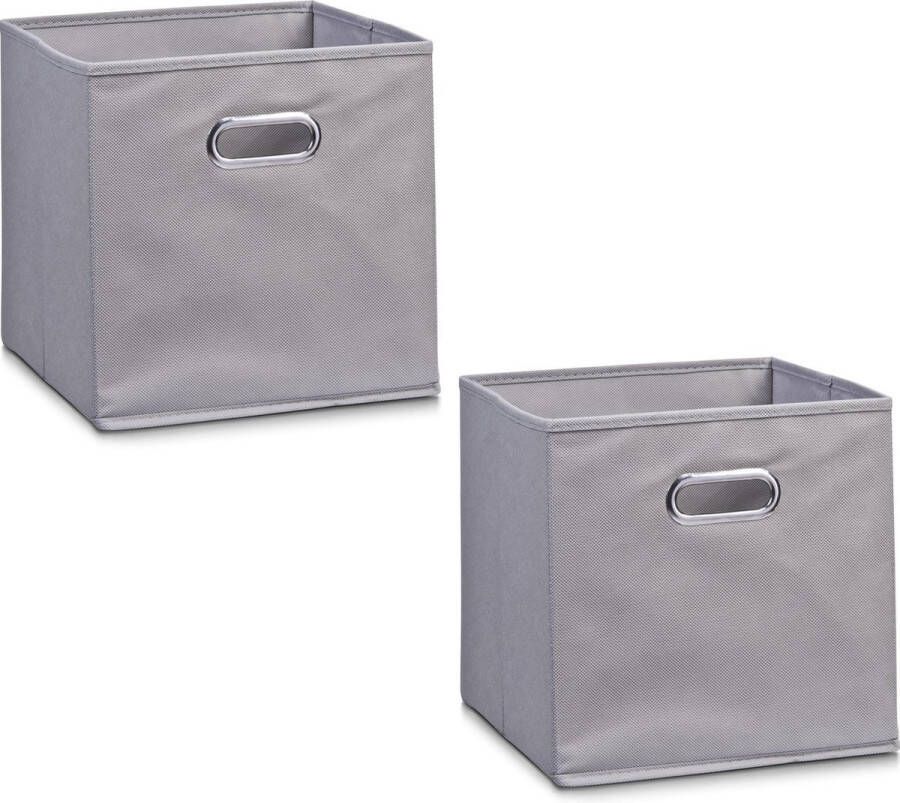 Zeller 4x Grijze opbergmanden kastmanden 28 x 28 cm Woondecoratie accessoires Kinderkamer manden Speelgoed manden Decoratiemanden Opbergmanden opruimmanden Opbergers