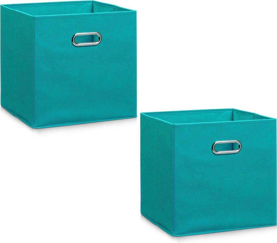 Zeller 4x Petrol groene opbergmanden kastmanden 28 x 28 cm Woondecoratie accessoires Kinderkamer manden Speelgoed manden Decoratiemanden Opbergmanden opruimmanden Opbergers