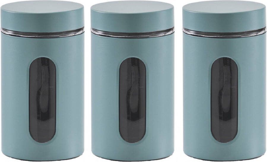 Zeller 5x Eucalyptus groene voorraadblikken potten met venster 900 ml Keukenbenodigdheden Bewaarpotten voorraadpotten Bewaarblikken voorraadblikken Voedsel bewaren