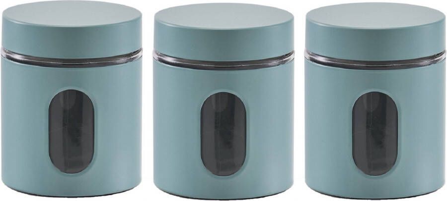 Zeller 6x Eucalyptus groene voorraadblikken potten met venster 600 ml Keukenbenodigdheden Bewaarpotten voorraadpotten Bewaarblikken voorraadblikken Voedsel bewaren
