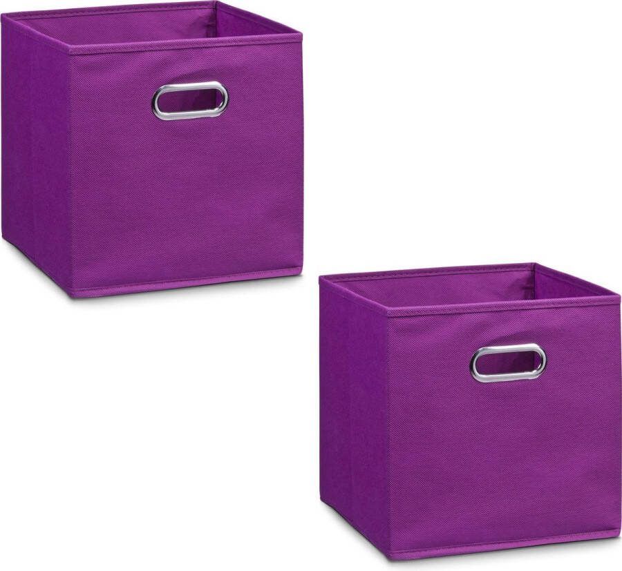 Zeller 6x Paarse opbergmanden kastmanden 32 x 32 cm Woondecoratie accessoires Kinderkamer manden Speelgoed manden Decoratiemanden Opbergmanden opruimmanden Opbergers