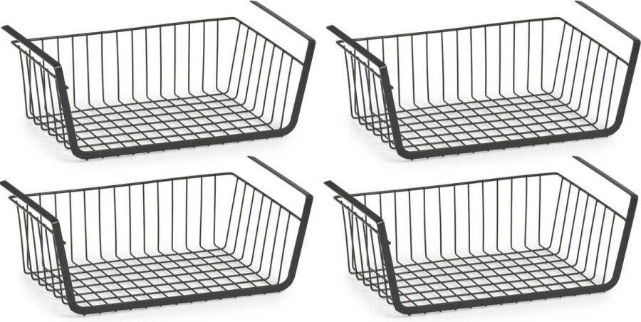 Zeller 8x Zwarte opberg opruim hangmandjes 41 cm Huishouding Opbergen opruimen Opbergmanden opruimmanden Hangmanden voor in de kast