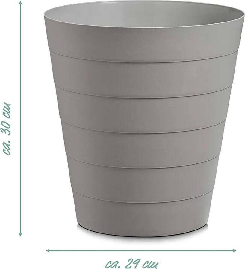 Zeller afvalbak voor kantoor keuken kinderkamer 13 5 liter kunststof grijs ca. 29 x 29 x 30 cm
