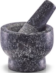 Zeller Antraciet grijze vijzel met stamper van graniet 9 cm Keuken kookbenodigdheden Kruiden en specerijen vermalen Pasta's en pesto maken Vijzels