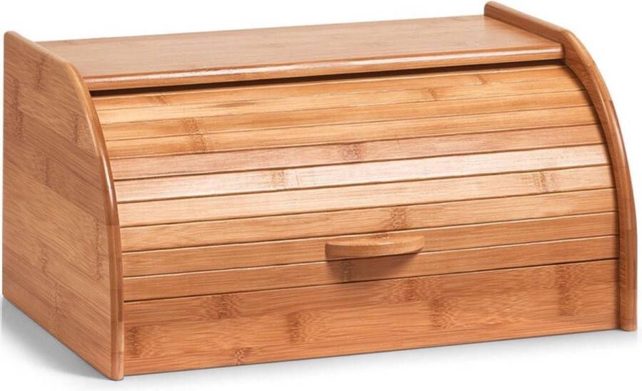 Zeller Bamboe houten luxe broodtrommel met klep deksel 40 cm Keukenbenodigdheden Broodtrommels brooddozen vershoudtrommels Brood kadetjes bewaren en vers houden