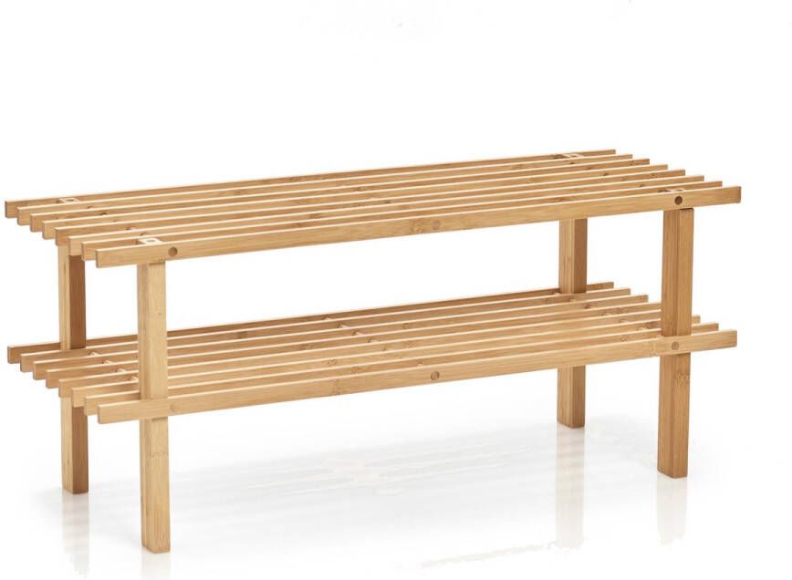 Zeller Bamboe houten schoenenrek schoenenstandaard 2-laags 70 x 26 x 30 cm Schoenen opbergen