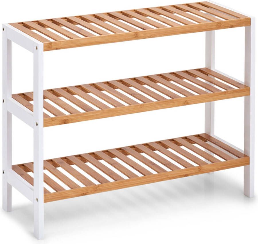 Zeller Bamboe houten schoenenrek schoenenstandaard 3-laags 70 x 26 x 54 cm Schoenen opbergen