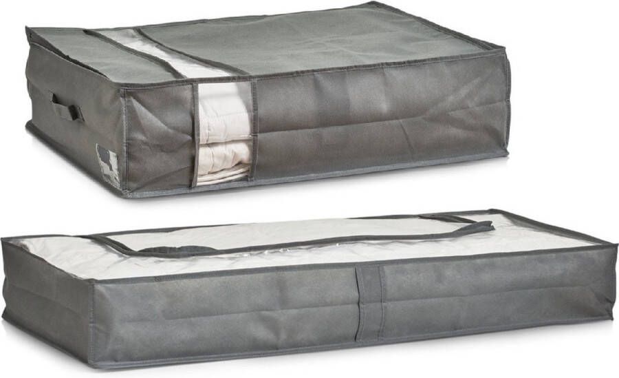 Zeller Dekbed kussens opberghoezen grijs set van 2x 70 en 103 cm