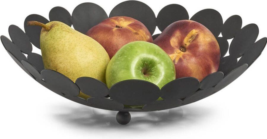 Zeller Fruitschaal Design rond zwart metaal 29 cm fruitmand groot formaat