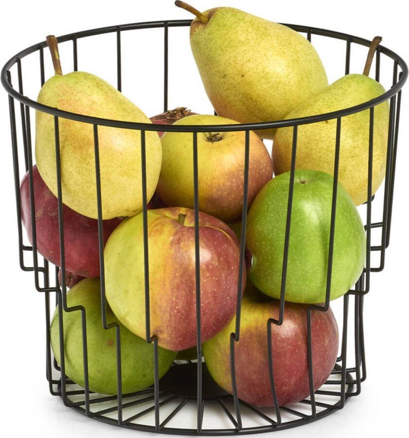 Zeller Fruitschaal zwart metaal D24 x H19 5 cm rond