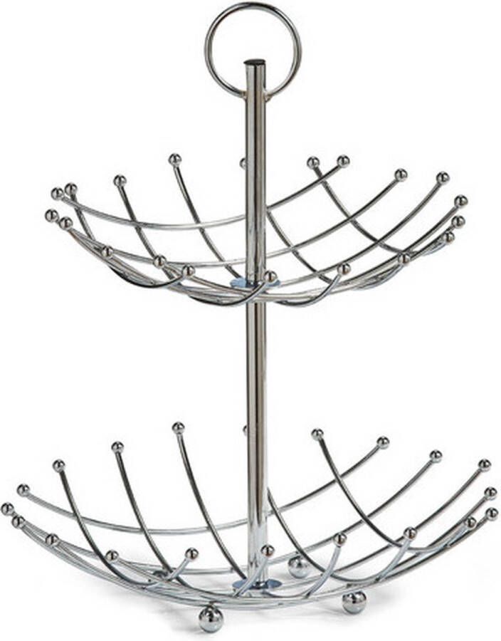 Zeller Fruitschaal fruitmand rond zilver metaal 36 cm Fruitschalen fruitmanden Draadmand van metaal