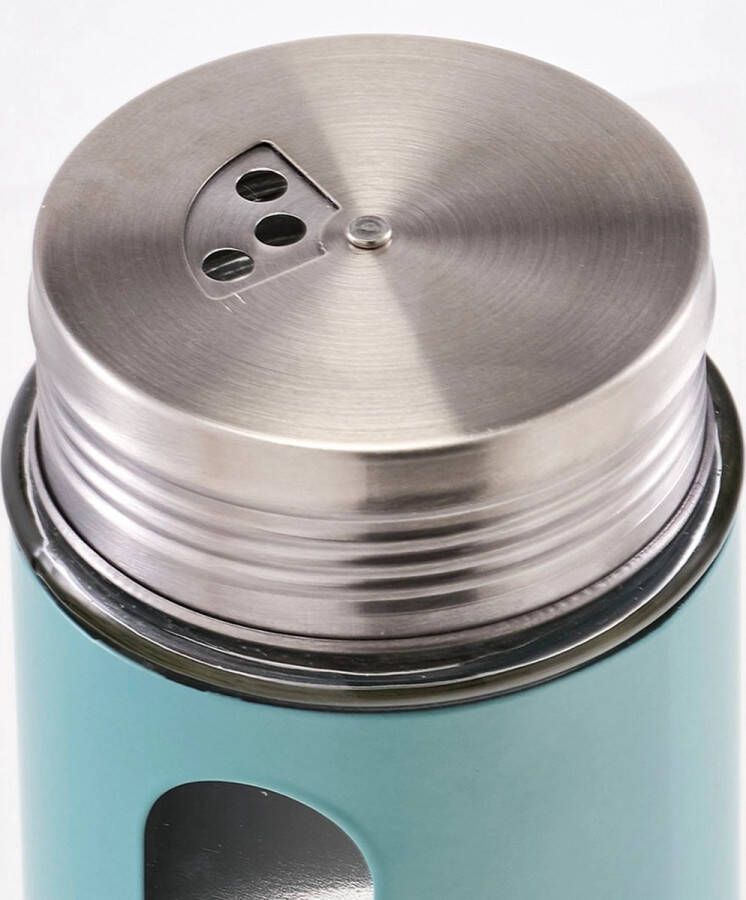 Zeller Glazen kruidenpotje 80 ml Groen metalen coating