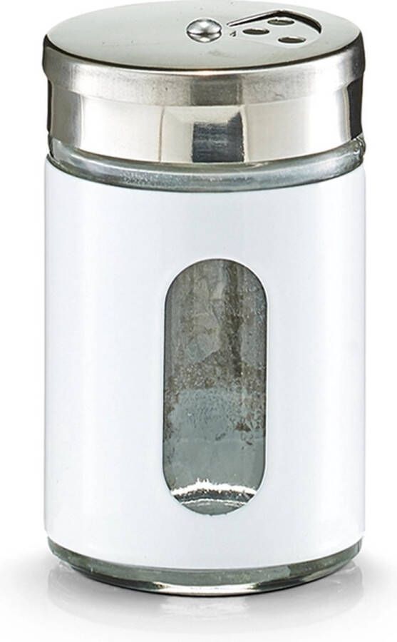 Zeller Glazen kruidenpotje 90 ml Wit metalen coating