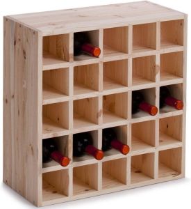 Zeller Houten wijnflessen rek wijnrek vierkant voor 25 flessen 52 x 25 x 52 cm Wijnfles houder