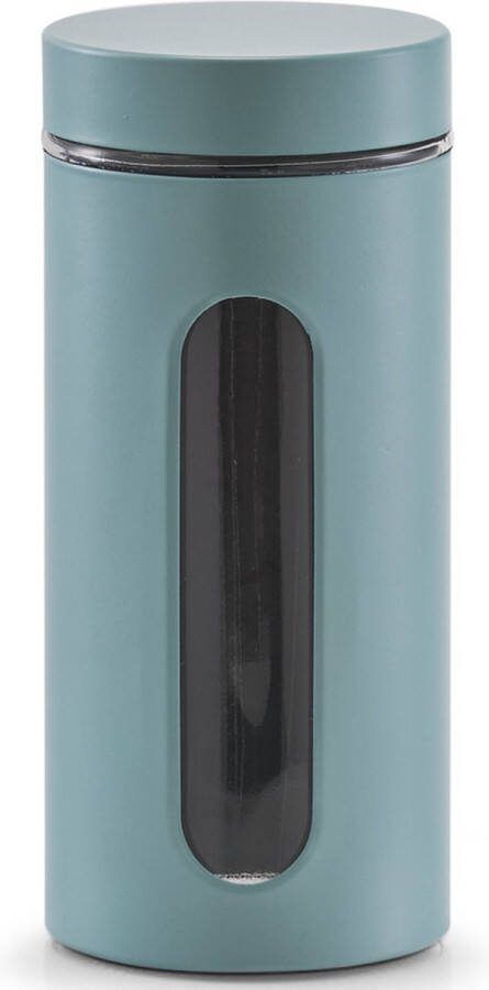 Zeller keuken Voorraadpot met venster eucalyptus groen 1200 ml D9.5 x 22cm