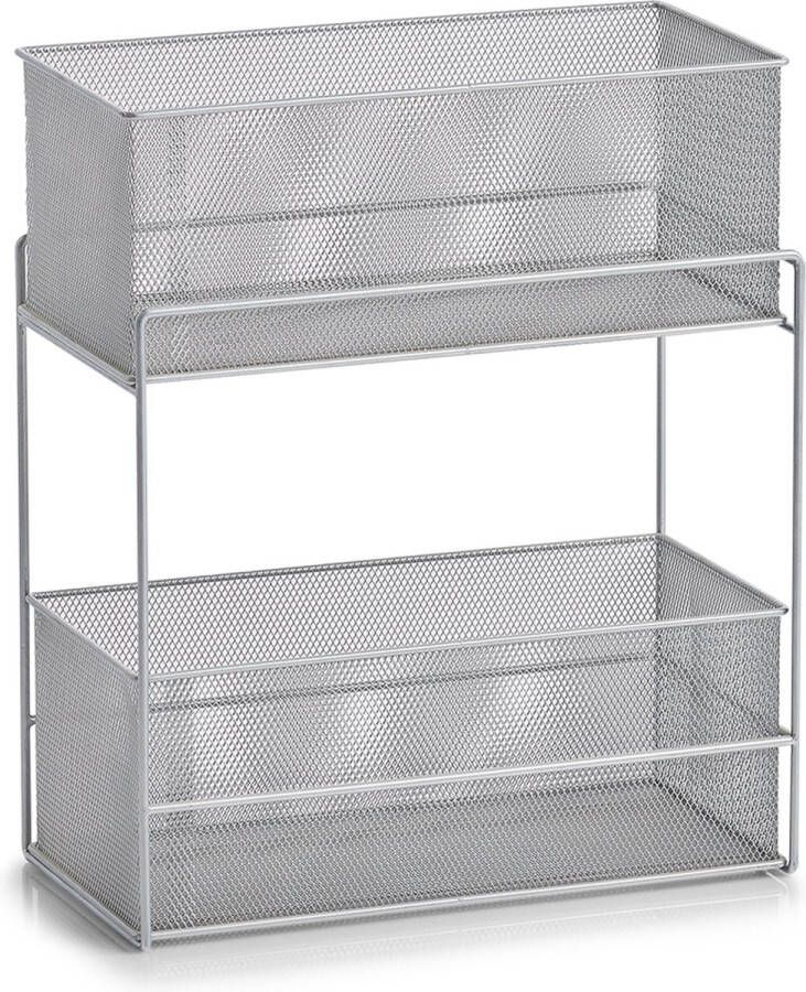 Zeller keuken keukenkast organizer uitschuifbaar zilver 18 x 35 x 42 cm metaal Keukenkastorganizer