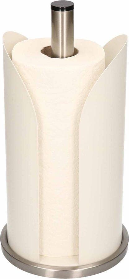 Zeller keukenrolhouder rond metaal wit 15 x 31 cm keukenpapier