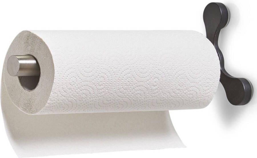 Zeller Keukenrolhouder Rond Zilver RVS Zuignappen 14x33cm