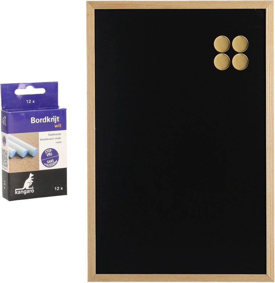 Zeller Krijtbord met magneten en 12x krijtjes 40 x 60 cm Krijtborden