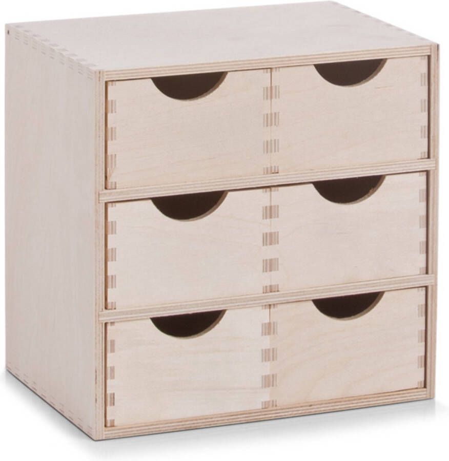 Zeller ladeblok organizer 6 lades 28 x 20 x 28 cm hout Ladeblok