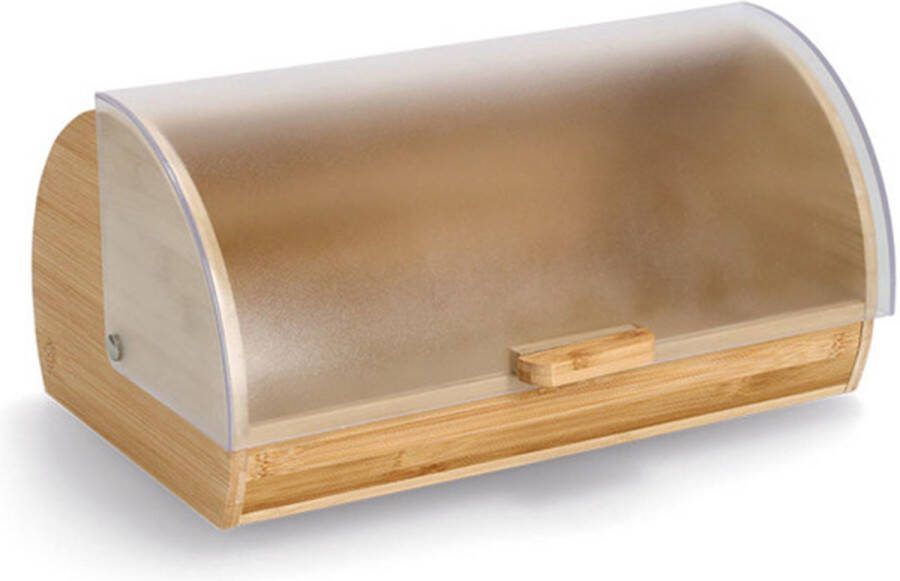 Zeller luxe brood bewaar trommel bamboe met transparante klep deksel 39 x 25 x 19 cm