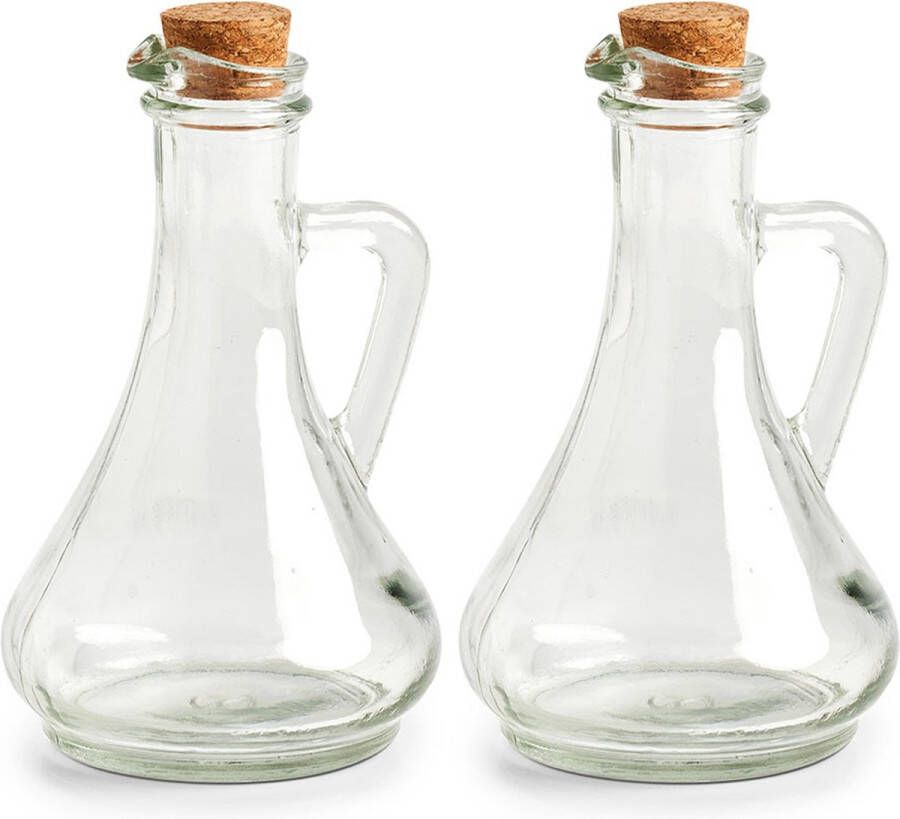 Zeller olie- en azijn fles set 2x glas 270 ml met kurk