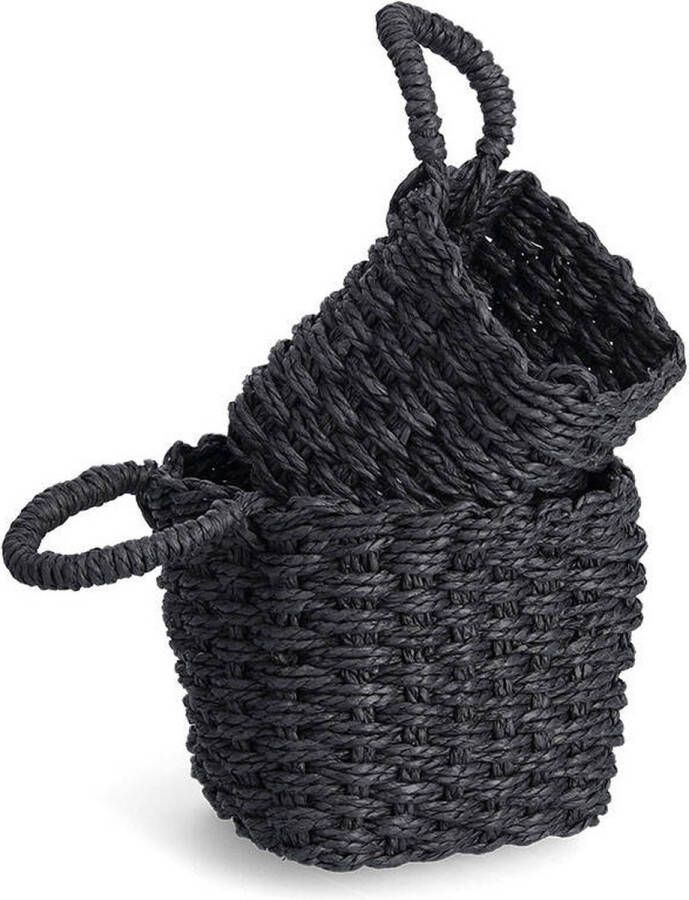 Zeller Opbergmanden met handvat papieren vlechtwerk 2 stuks