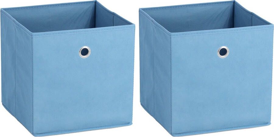 Zeller opbergmand kastmand 2x 22 liter blauw 28 x 28 x 28 cm Opbergmanden