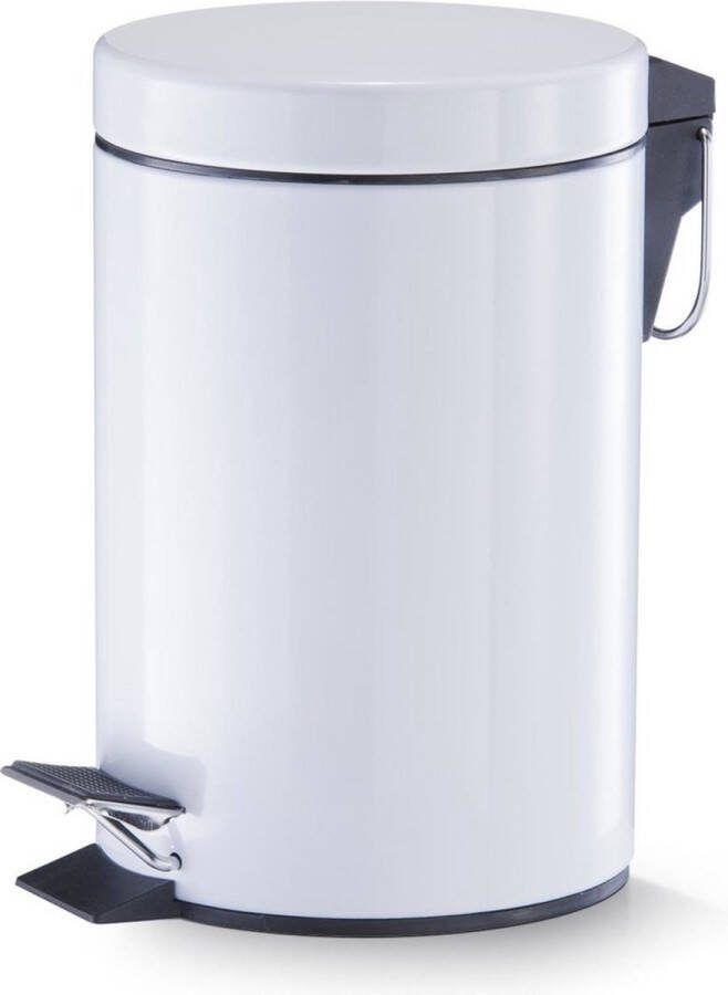 Zeller pedaalemmer 3 liter metaal ca. 17 x17 x 27 cm wit