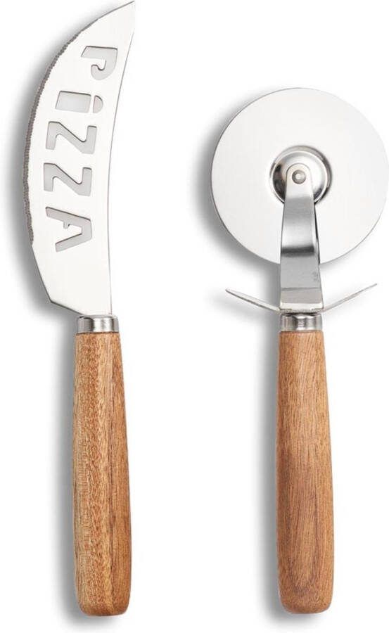 Zeller Pizzasnijder set met pizza mes en roller Pizzarollers Pizzamessen